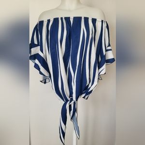 Lucky More Women's Striped Loose Off Shoulder Blouse